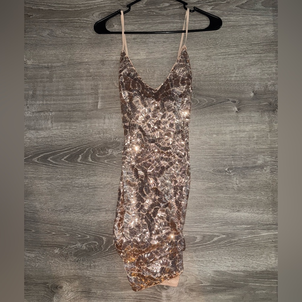 Forever 21 Brown and Cream Spaghetti Strap Mini Dress